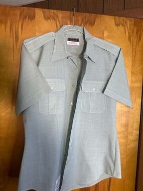 Vintage Citadel US Military Men's Short Sleeve Button Down Uniform Shirt Green